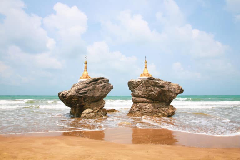 Pagodas on Ngwe Saung Beach