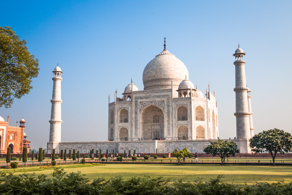 Taj Mahal in Agra, a stop on the golden triangle itinerary in India